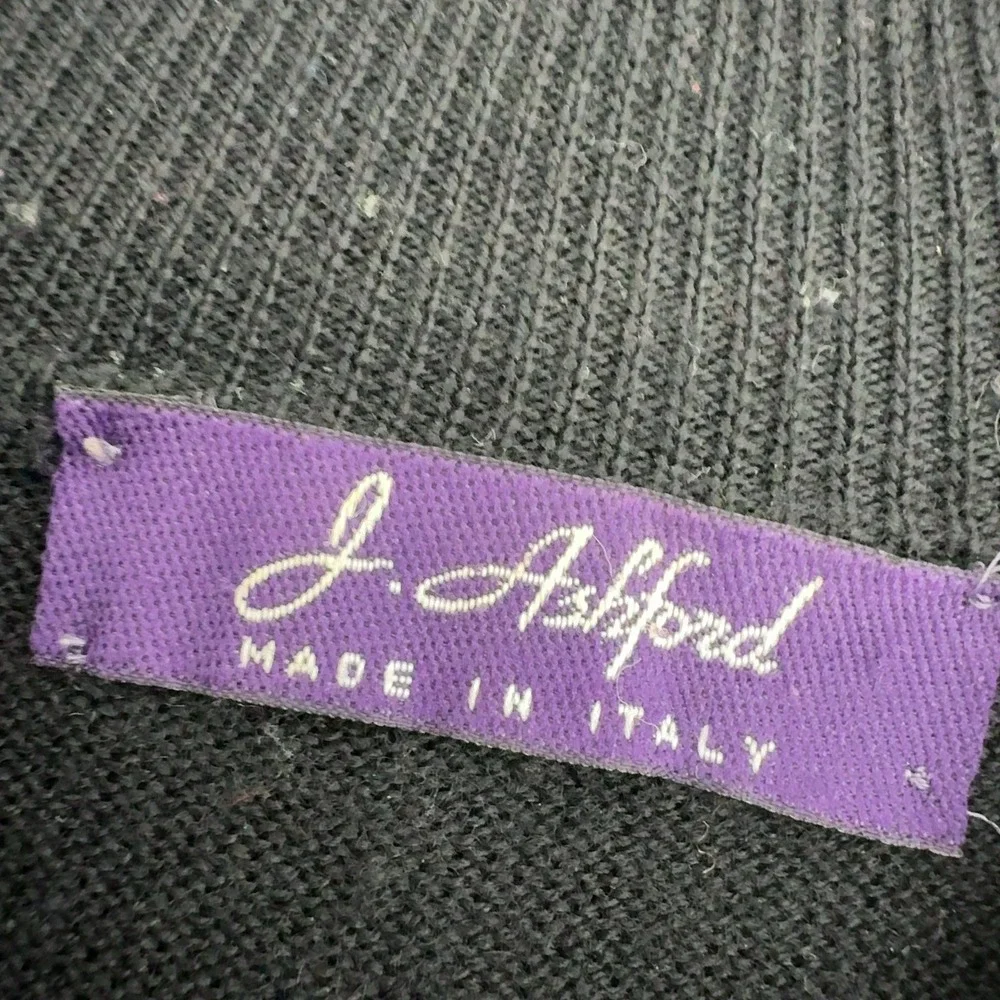J Ashford Sweater Mens L Black Knit Mock Neck Classic Minimalist